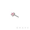 316L SURGICAL STEEL THREADLESS PUSH IN PINK HEART DAGGER CROSS TOP PART